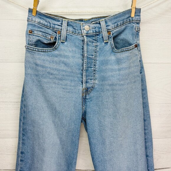 Levi’s Ribcage Straight Ankle Jeans Womens 27x27 Button Fly Denim High Rise - Picture 4 of 15